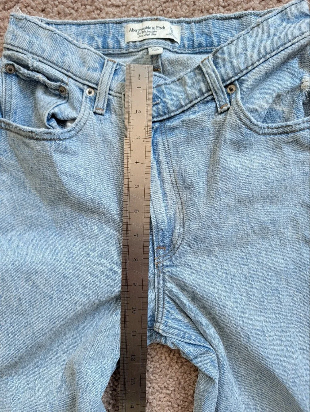 Abercrombie Womens Light Blue Curve Love Ultra High Rise 90s Straight Jean 25/0R